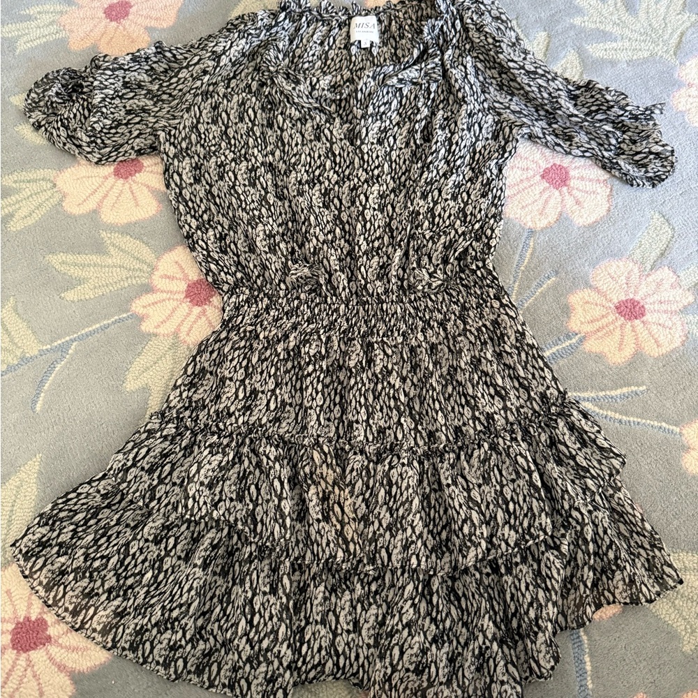 Misa Los Angeles Black and White Mini Dress